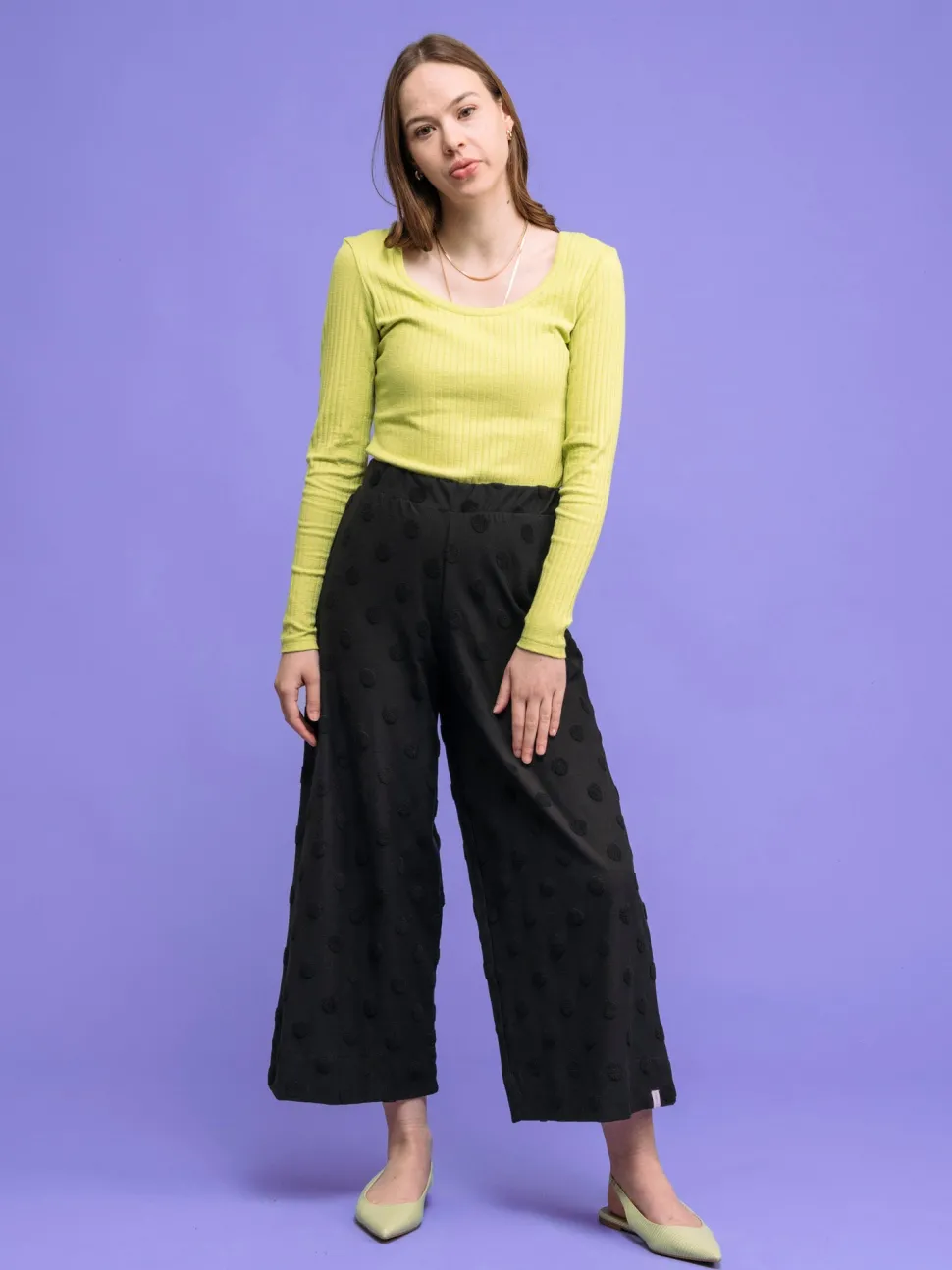 Alex Culottes Housut, Black Big Dot