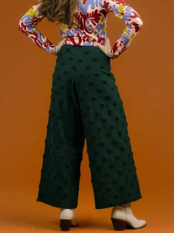 Alex Culottes Housut, Green Big Dot