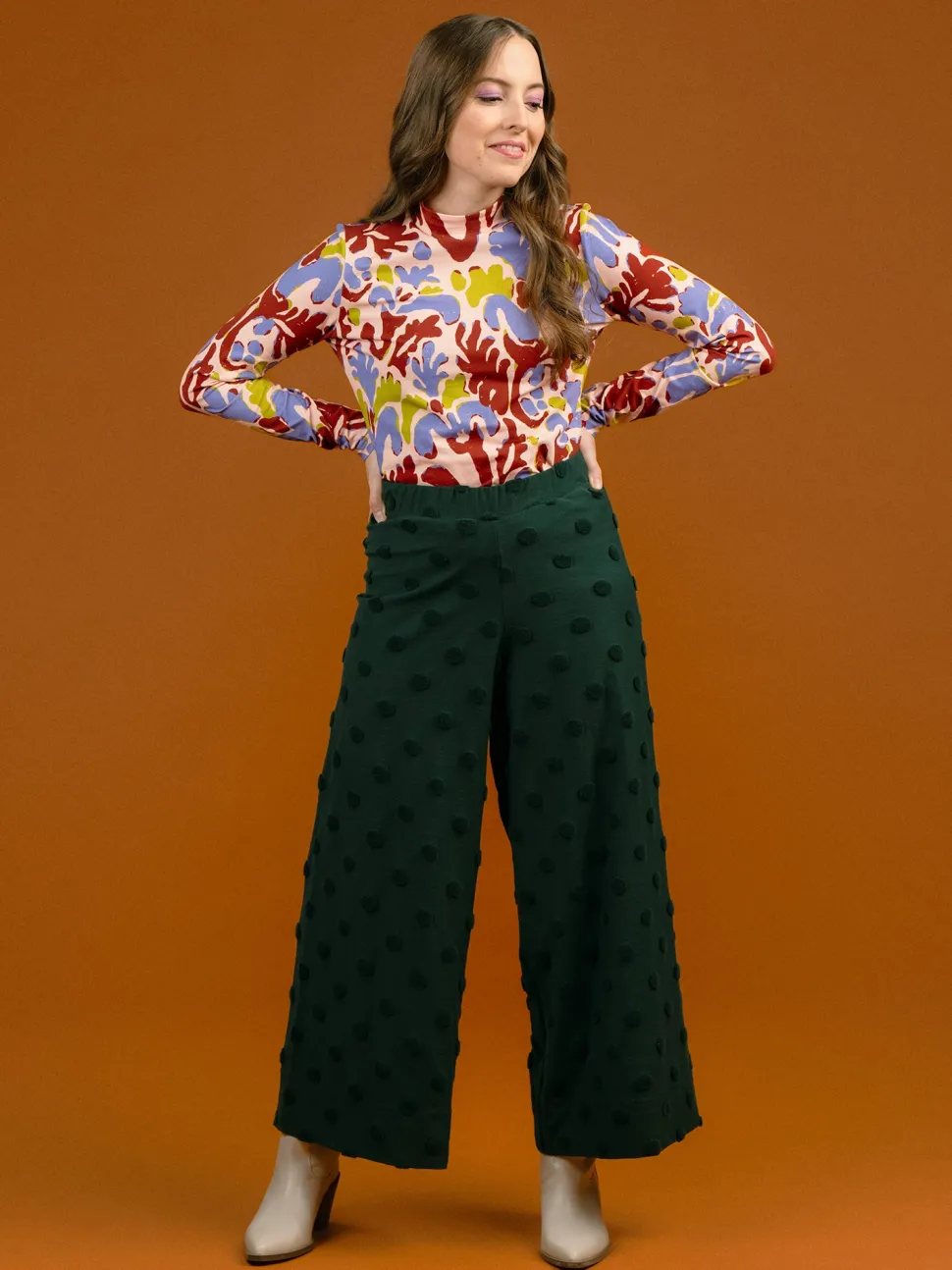 Alex Culottes Housut, Green Big Dot