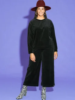 Emily Culottes Housut, Corduroy Black