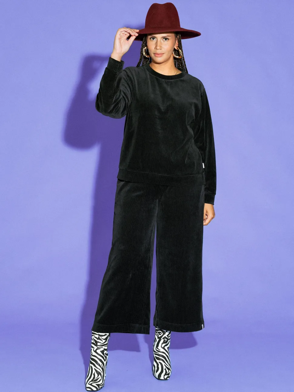 Emily Culottes Housut, Corduroy Black