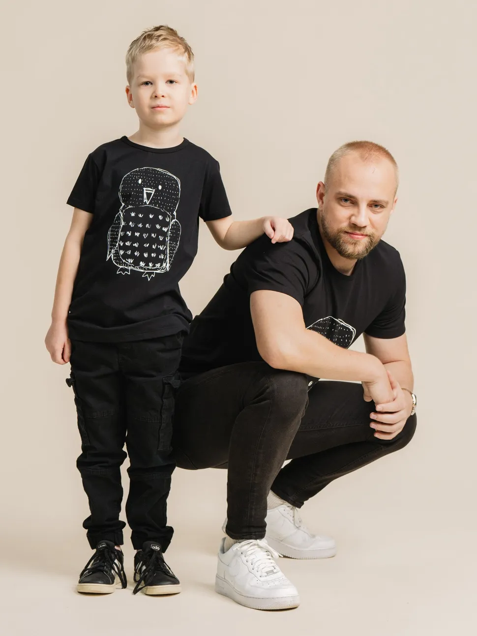 Miesten Pöllö T-Paita, Musta