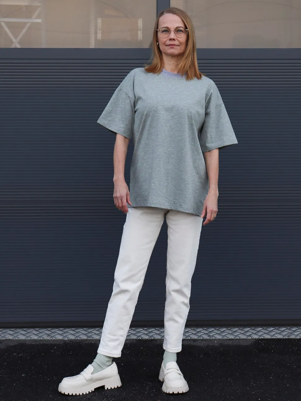 Tara T-Paita, Melange Grey/Lime